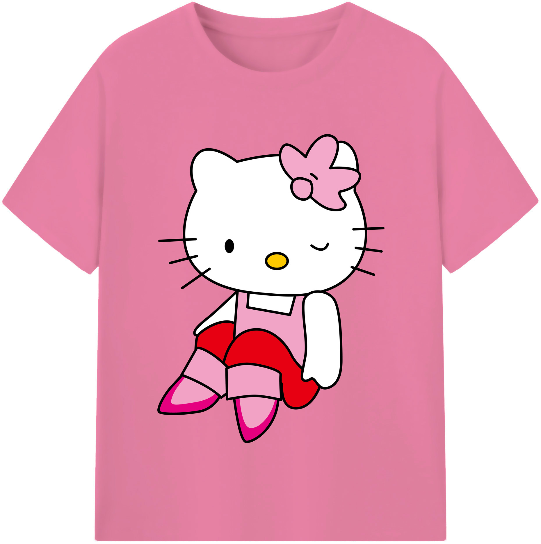 （画像用） Hello Kitty ハローキティ 綿100％半袖Tシャツ（フロントプリント）